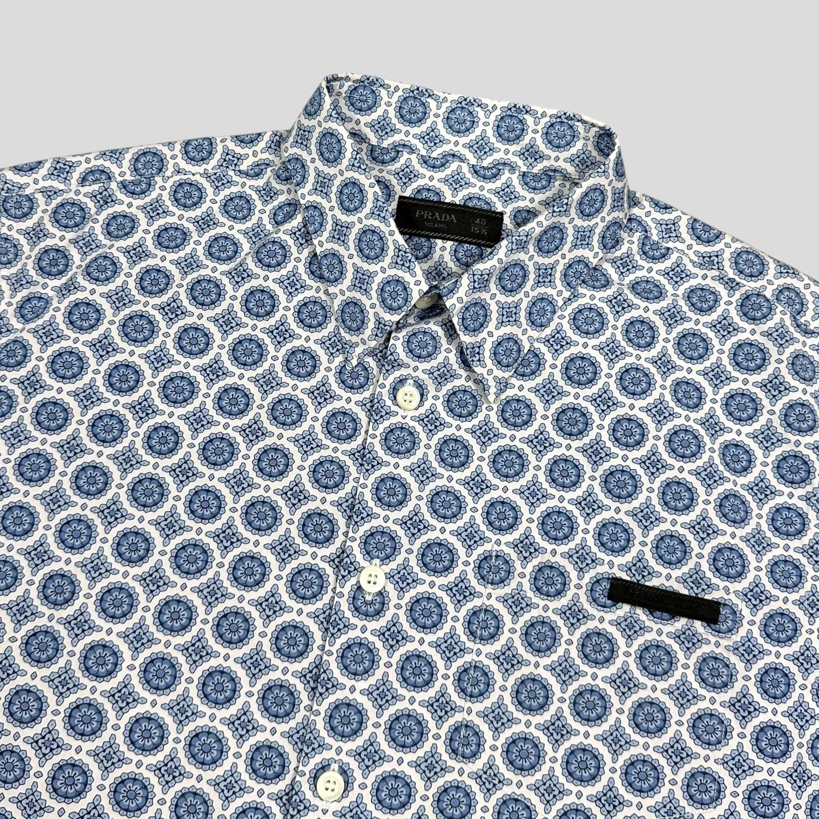 Prada Prada 2020 Persian Geometric Print Boxy Cotton Logo Shirt ML Size US M / EU 48-50 / 2 - 2 Thumbnail