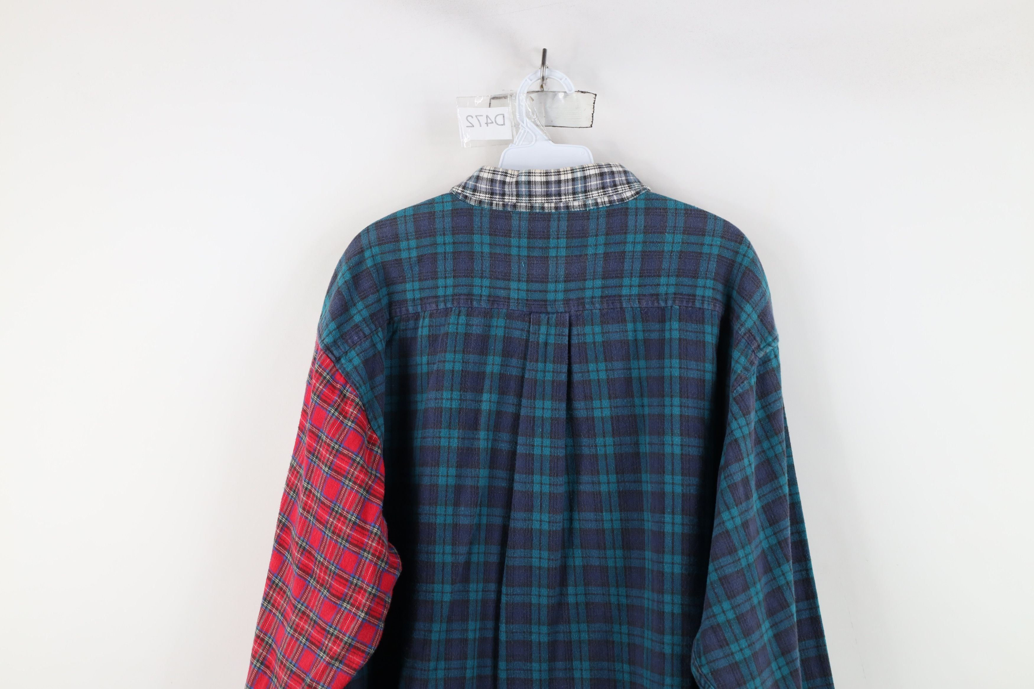 Vintage Vintage 90s Streetwear Cut and Sew Flannel Button Down Shirt Size US XL / EU 56 / 4 - 10 Thumbnail