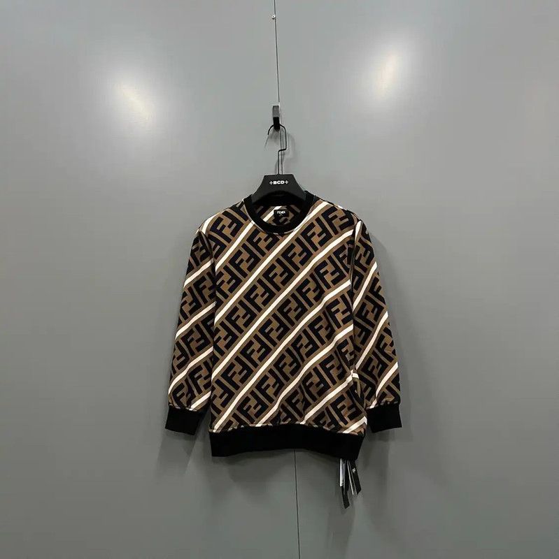 Fendi Fendi Brown Cotton Logo Long Sleeve Sweatshirt 0089 Size S / US 4 / IT 40 - 1 Thumbnail