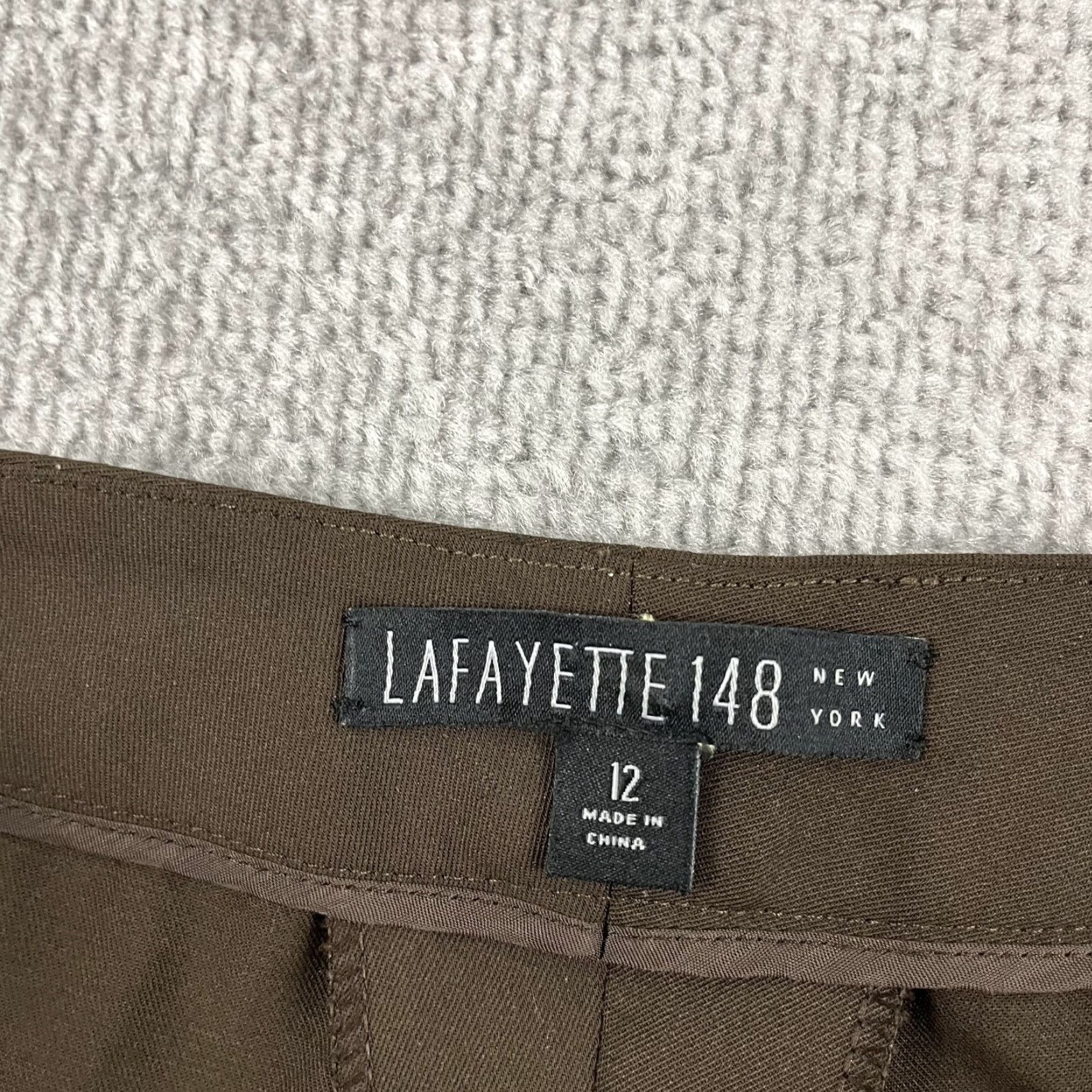 Vintage LAFAYETTE 148 NY Brown Wool Dress Pants Women Size 12 (32x27) Classic Wide-Leg Preppy Business Size 34" / US 12 / IT 48 - 2 Thumbnail