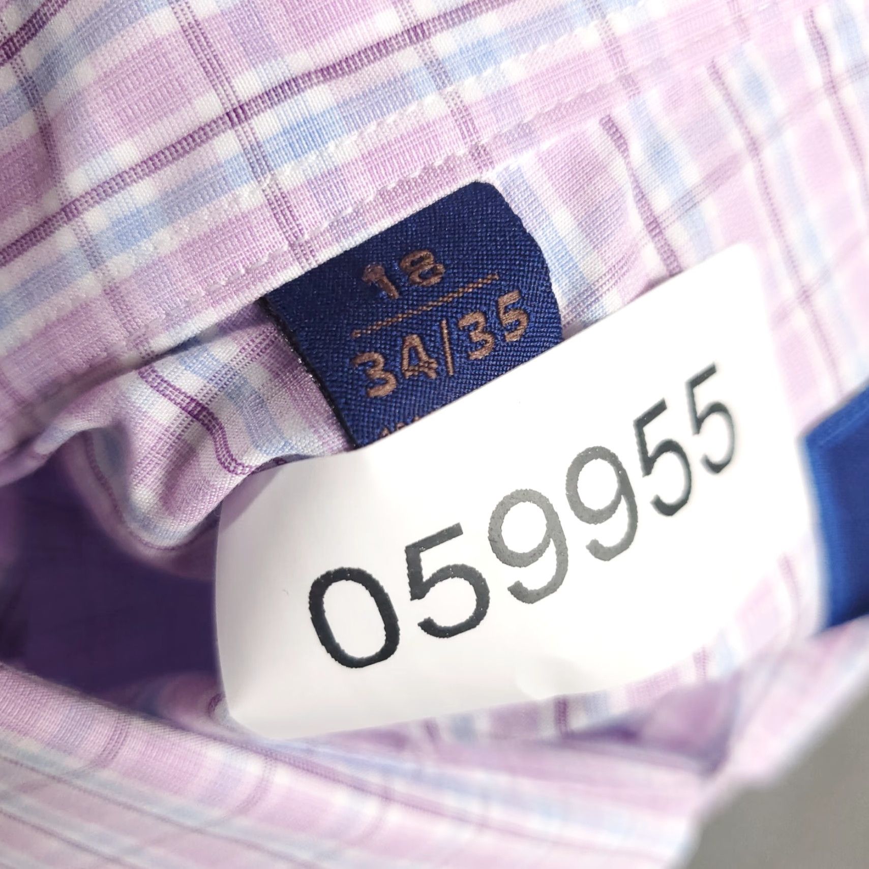 David Donahue David Donahue Dress Shirt Mens Size 18 Purple Blue Plaid Long Sleeve Button-Up Casual Workwear Size 48R - 8 Thumbnail