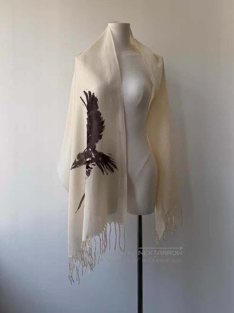 Yohji Yamamoto Yohji Yamamoto 06SS Ink Crow Shawl Scarf Size ONE SIZE - 1 Thumbnail