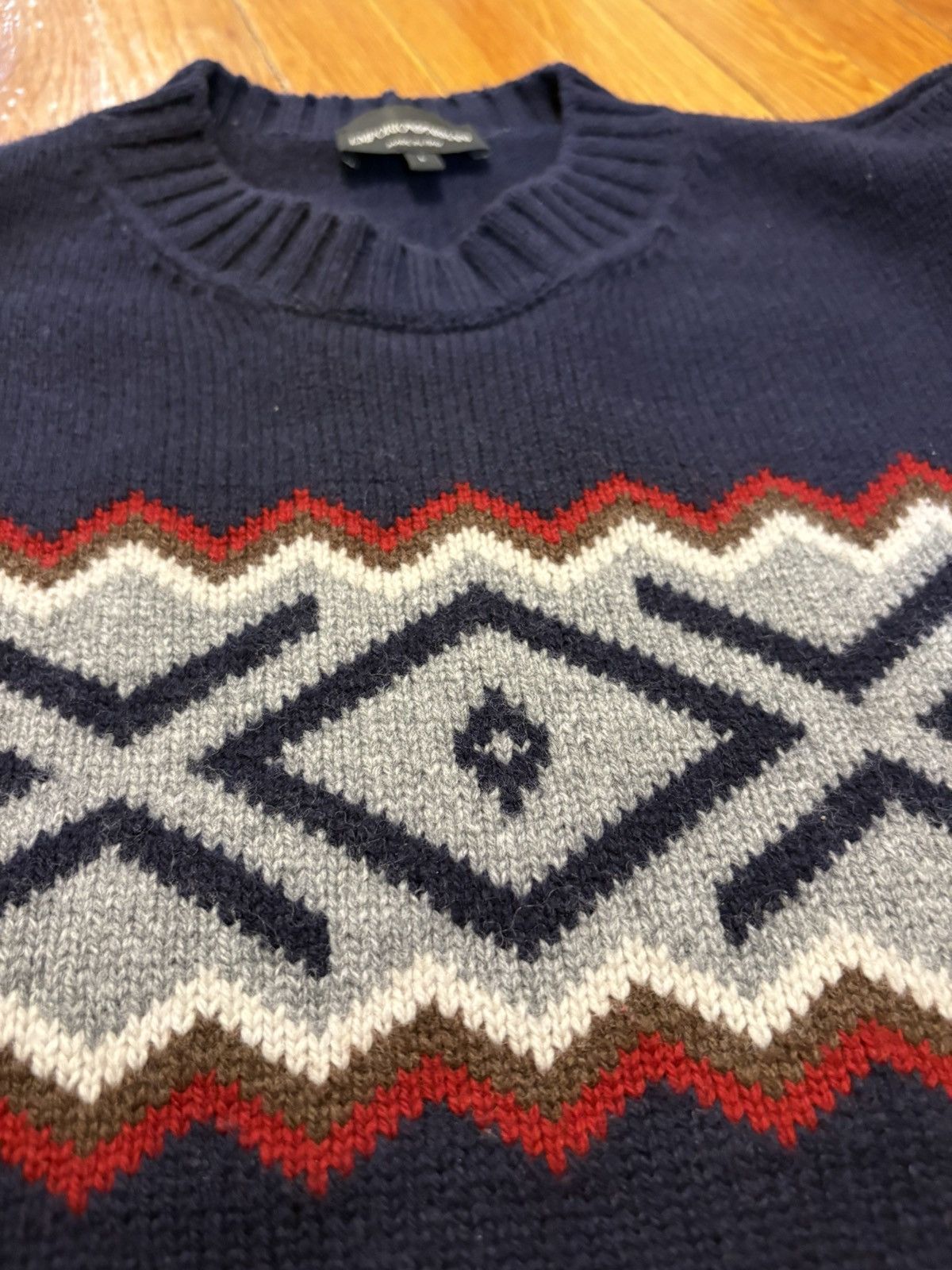Armani Emporio Armani patterned navy sweater Size US L / EU 52-54 / 3 - 6 Thumbnail