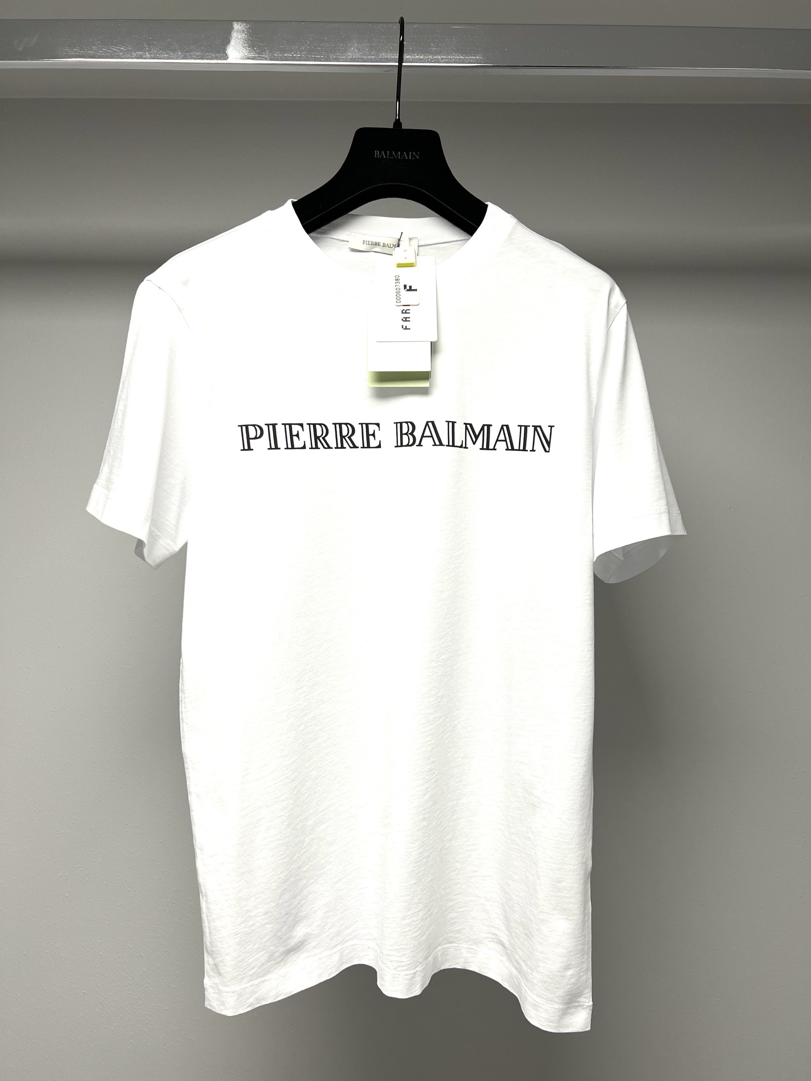 image of New, Pierre Balmain White Crew Neck Short Sleeve T-Shirt in White/Black, Men's (Size Small)