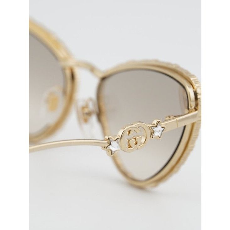 Gucci Gucci GG1569S 003 Sunglasses Gold with White Stone Cat Eye Size ONE SIZE - 6 Thumbnail
