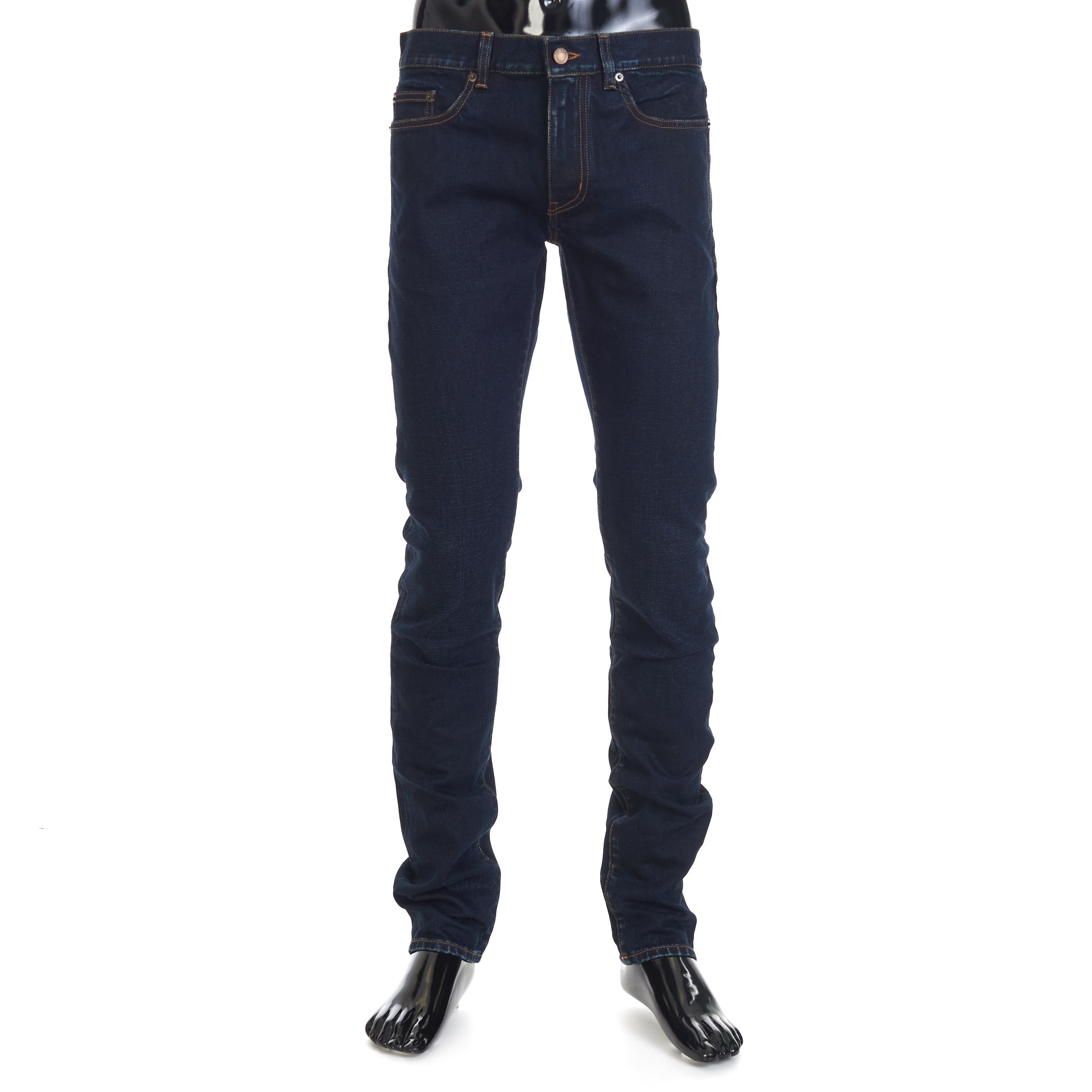 image of Saint Laurent Paris Dark Blue Stretch Cotton Jeans - Skinny-Fit, Low Waist, Men's (Size 28)