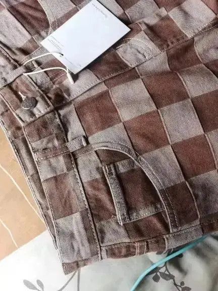 Other Men's Brown Check Print Baggy Jeans Size US 33 - 2 Thumbnail