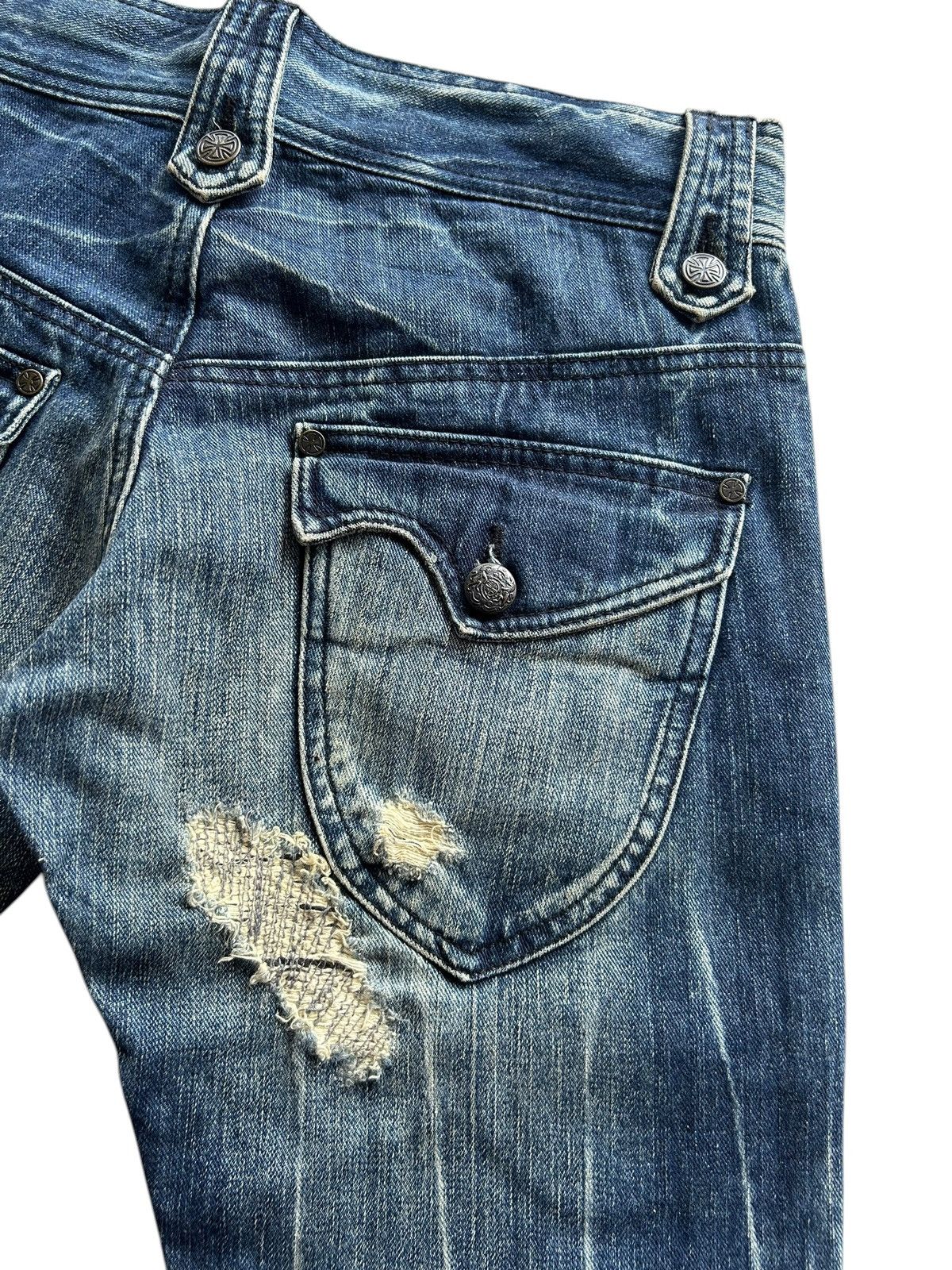 Kapital Flare Japanese Punk Style Distressed Denim Jeans Size US 32 / EU 48 - 15 Thumbnail