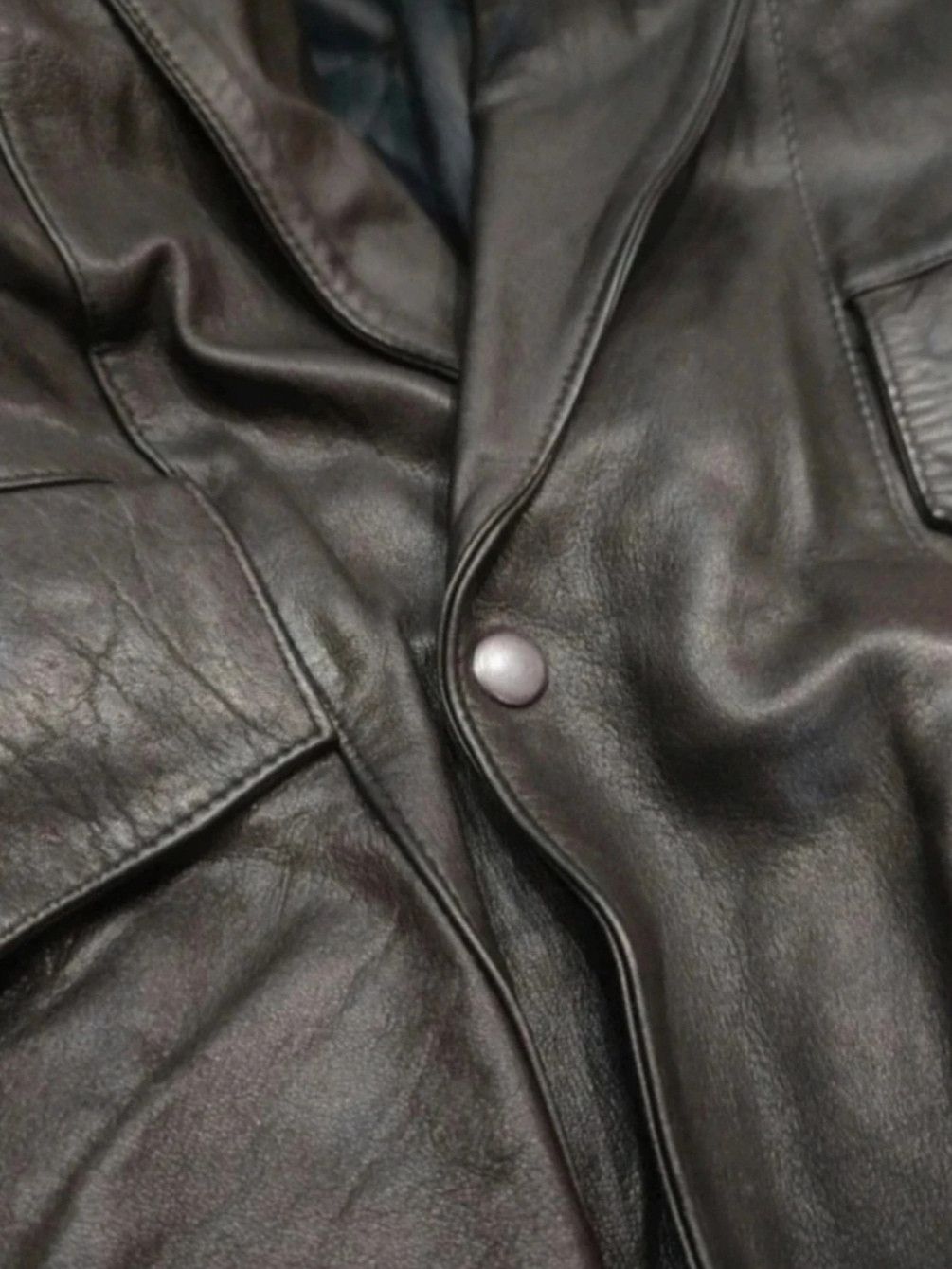 Designer × Japanese Brand × Vintage 90s Vintage Black faded real leather bomber jacket Size US XXL / EU 58 / 5 - 3 Thumbnail