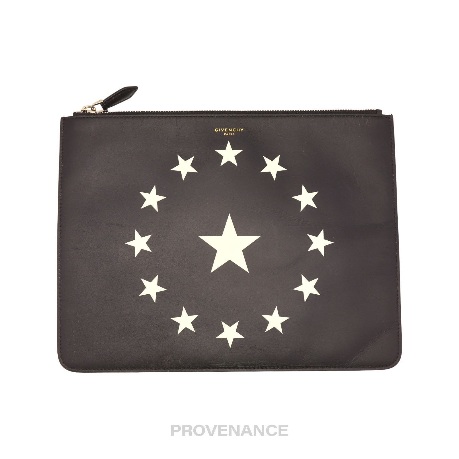 Givenchy 🔴 Givenchy Star Zip Pochette Jour - Black Leather Size ONE SIZE - 1 Thumbnail