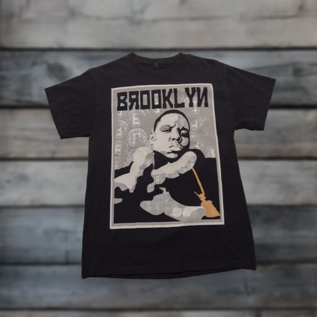 VINTAGE Brooklyn Mint T-Shirt Men Small Black Biggie Smalls 90s Hip Hop Music Rap Tee