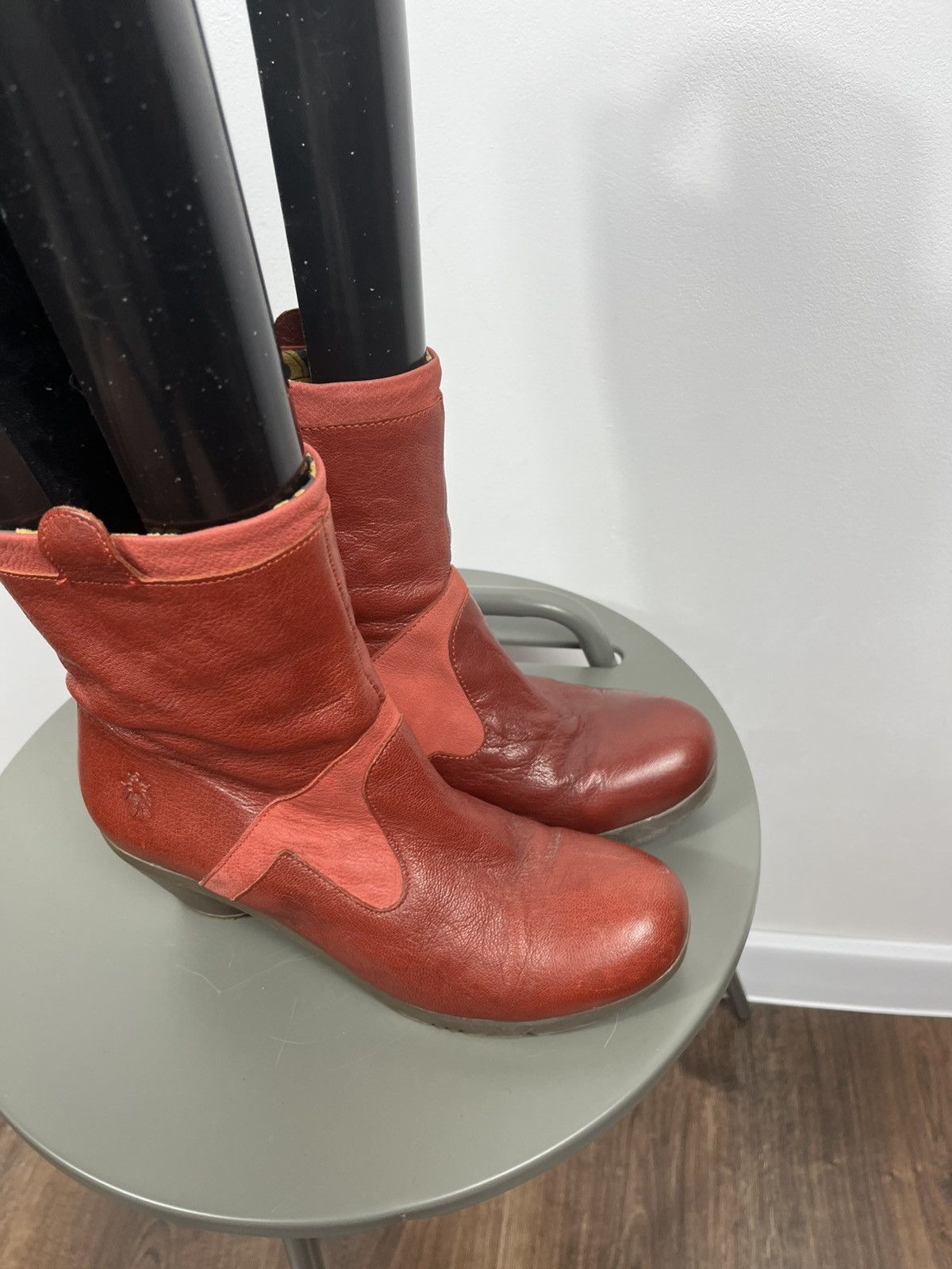 Fly London Fly London Womens Red Leather Mid Calf Heeled Boots EU 39 Size US 8 / IT 38 - 7 Thumbnail