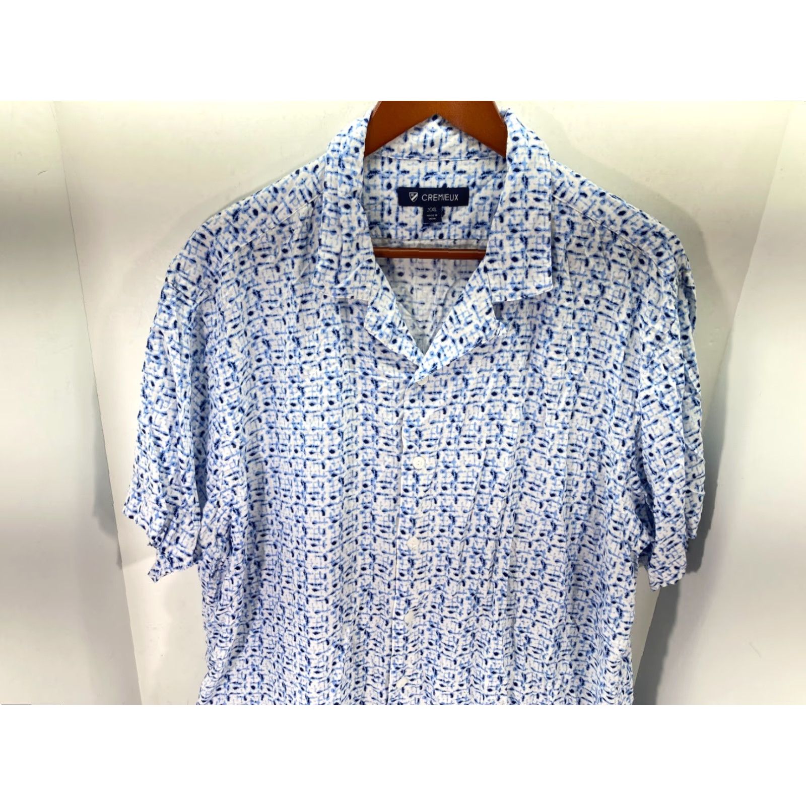 Cremieux Cremieux Shirt Mens 2XL Western Button Up All Over Short Sleeve Blue White Size US XXL / EU 58 / 5 - 4 Thumbnail