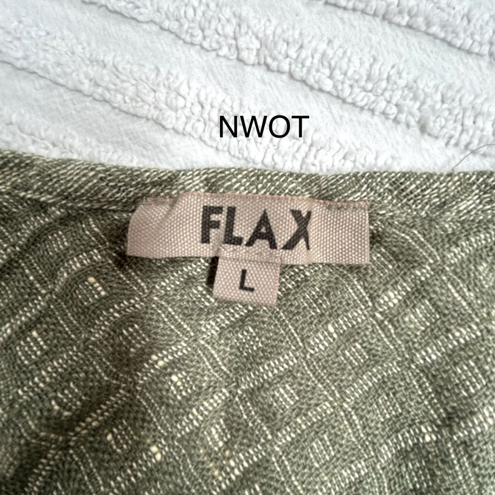 FLAX Flax Blouse Shirt Geo Textured Linen Green Size Large NWOT Size L / US 10 / IT 46 - 3 Thumbnail