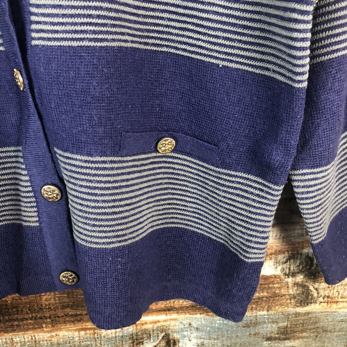 Homespun Knitwear × Japanese Brand Elemi Purple stripe cardigan Knitwear #A2270 Size M / US 6-8 / IT 42-44 - 10 Thumbnail