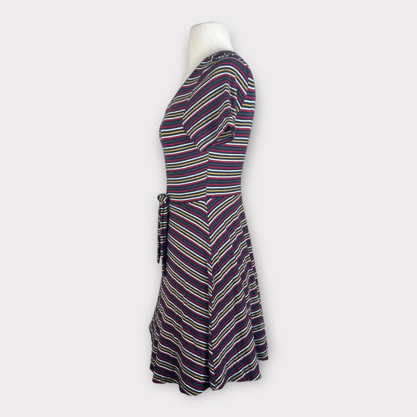 Vintage Copper Key Vintage Y2K Striped Tee Skater Dress | Retro Size S / US 4 / IT 40 - 2 Thumbnail