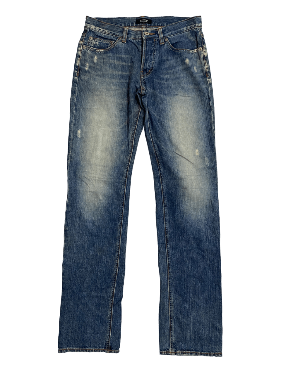 image of Archival Clothing x Burberry Distressed Black Label Jeans in Blue Distressed, Men's (Size 30)