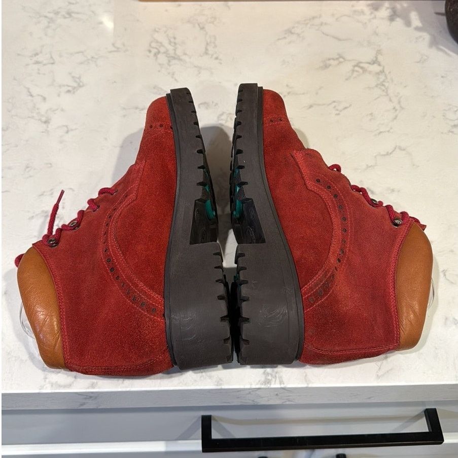 Other Alp Trend Red Leather trim Suede Ankle Boots Sherpa lined Size US 8.5 / IT 38.5 - 6 Thumbnail