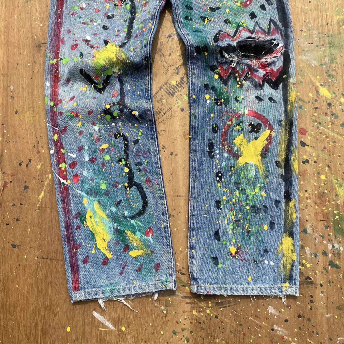 Levi's Vintage Levis 502 “E” Selvedge Splatter Light Denim Jeans Size US 29 - 3 Thumbnail