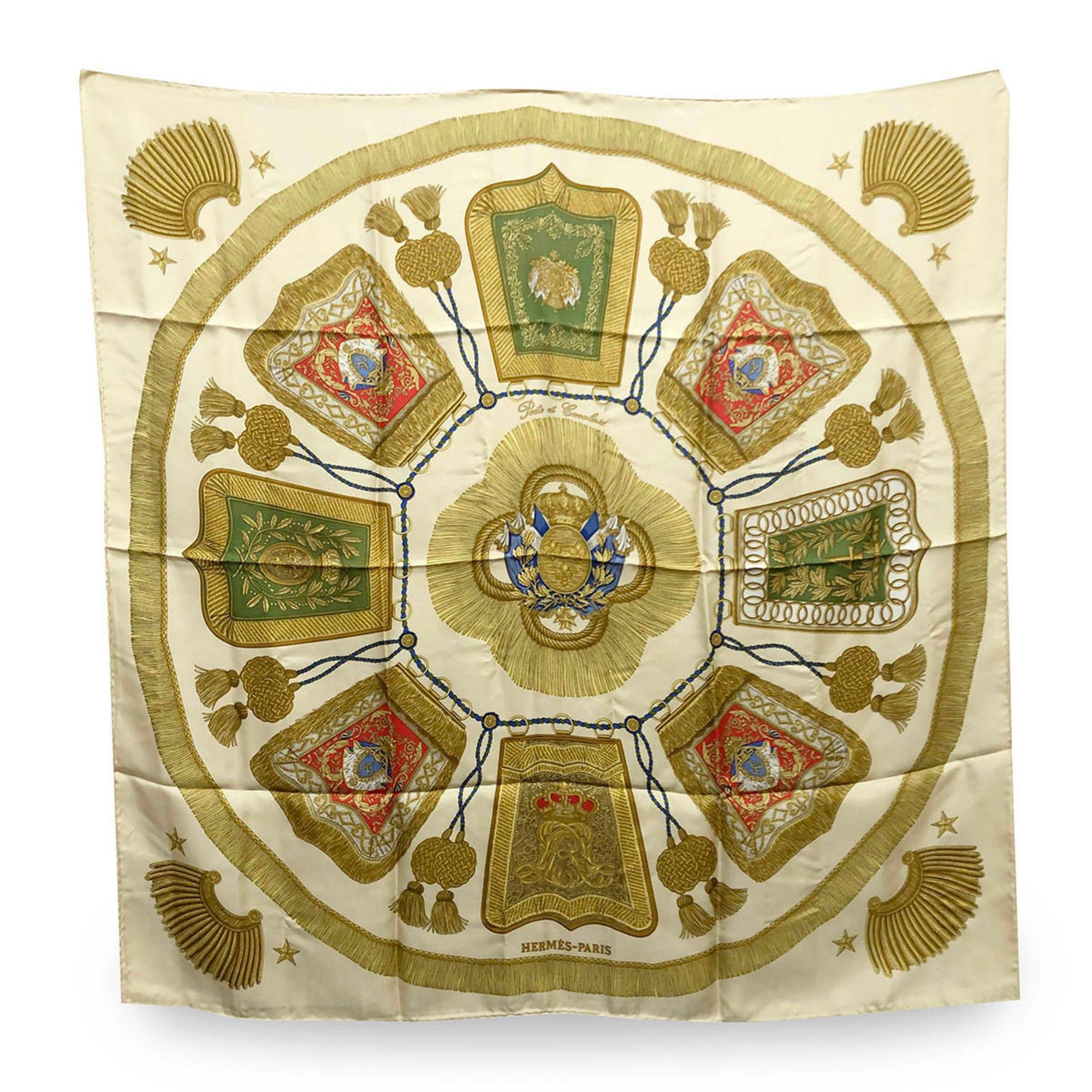 image of Hermes Carre 90 Poste Et Cavalerie Saber Decoration Bag Scarf Beige White Ladies in Black, Women's