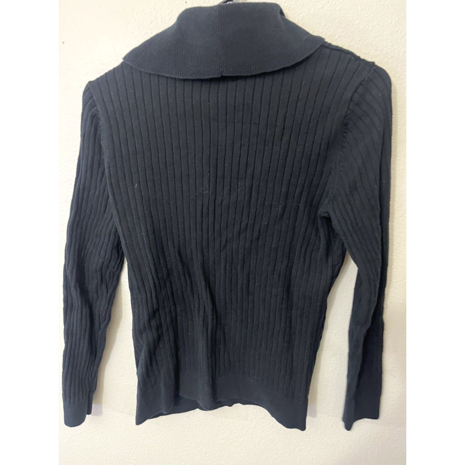 Vintage VINTAGE Karen Scott Sweater Shawl Collar Black Cotton Button Womens Small Pullover Knits Size S / US 4 / IT 40 - 3 Thumbnail