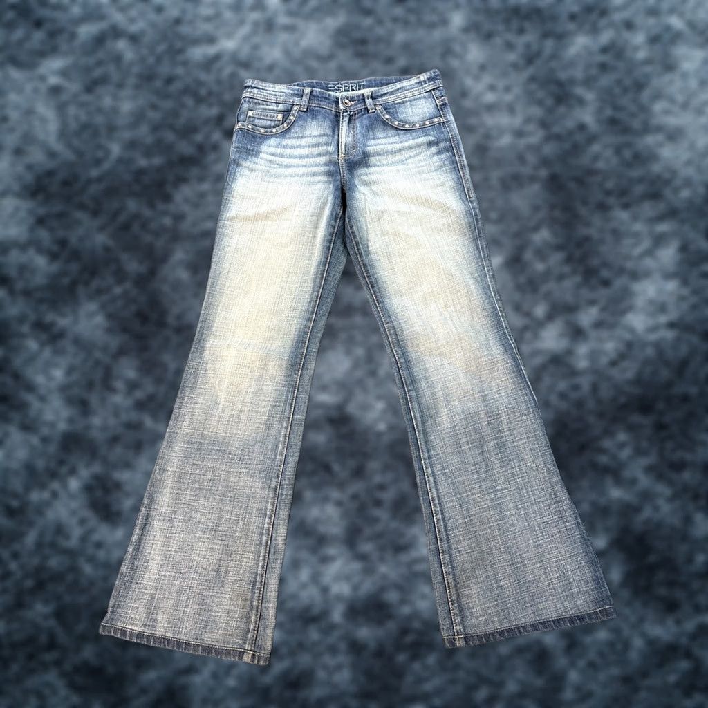 Esprit VINTAGE Esprit Bootcut Pants 30x30 Blue Low Rise Grunge Light Wash Studded Moto 90s Womens Pants Size 30" / US 8 / IT 44 - 1 Thumbnail