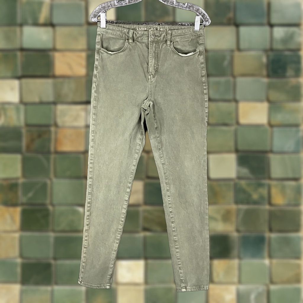 American Eagle Outfitters American Eagle Outfitters Jeans Women's 8 Green Super Hi-Rise Jeggings Size 30" / US 8 / IT 44 - 1 Thumbnail