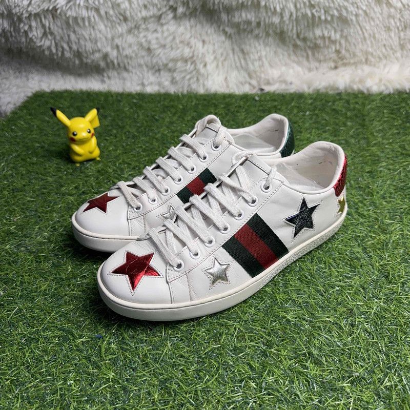Gucci Gucci Ace Leather Star Low-Top Sneakers 0079 Size US 6 / IT 36 - 1 Thumbnail