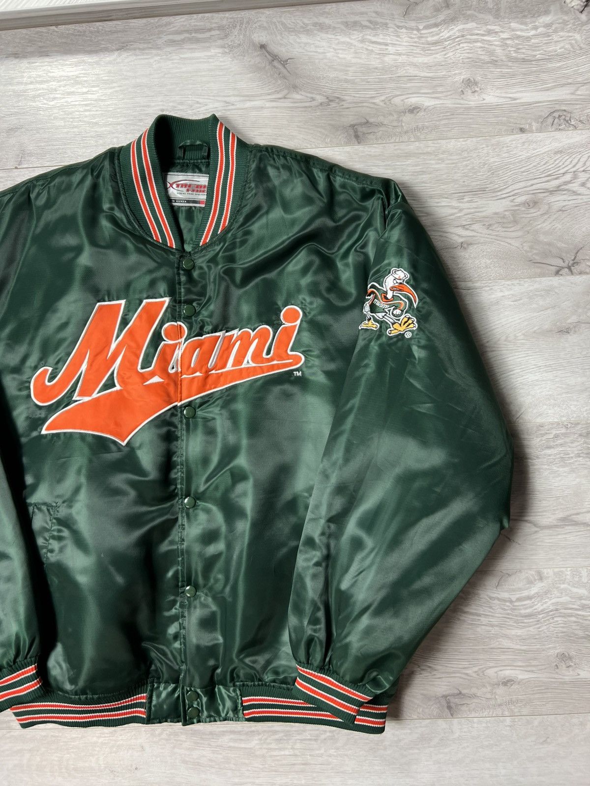 Starter Vintage 90s NCAA Miami Hurricanes Satin Snap Bomber Jacket Size US XL / EU 56 / 4 - 2 Thumbnail