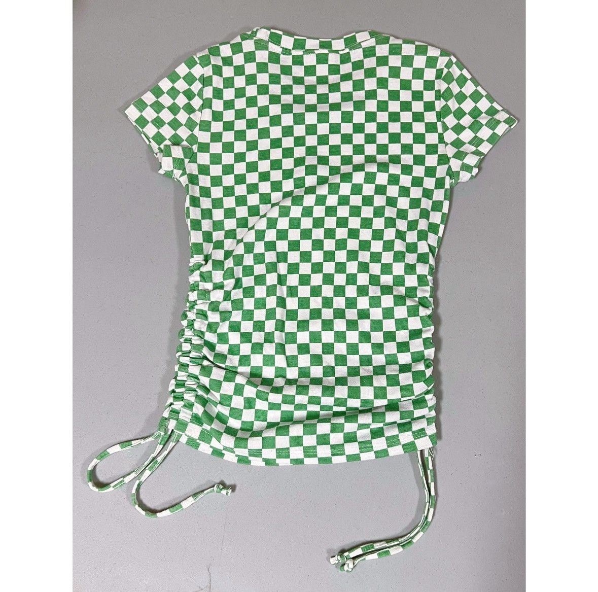 Mighty Healthy Green Checkered Print Shamrock Ruched Tee T-Shirt Top XS ☘️✨ Size XS / US 0-2 / IT 36-38 - 4 Thumbnail