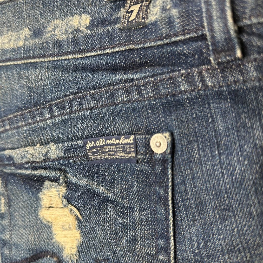 7 For All Mankind 7 For All Mankind Distressed Low Rise Raw Hem Jean Shorts 29 Size 29" - 9 Thumbnail
