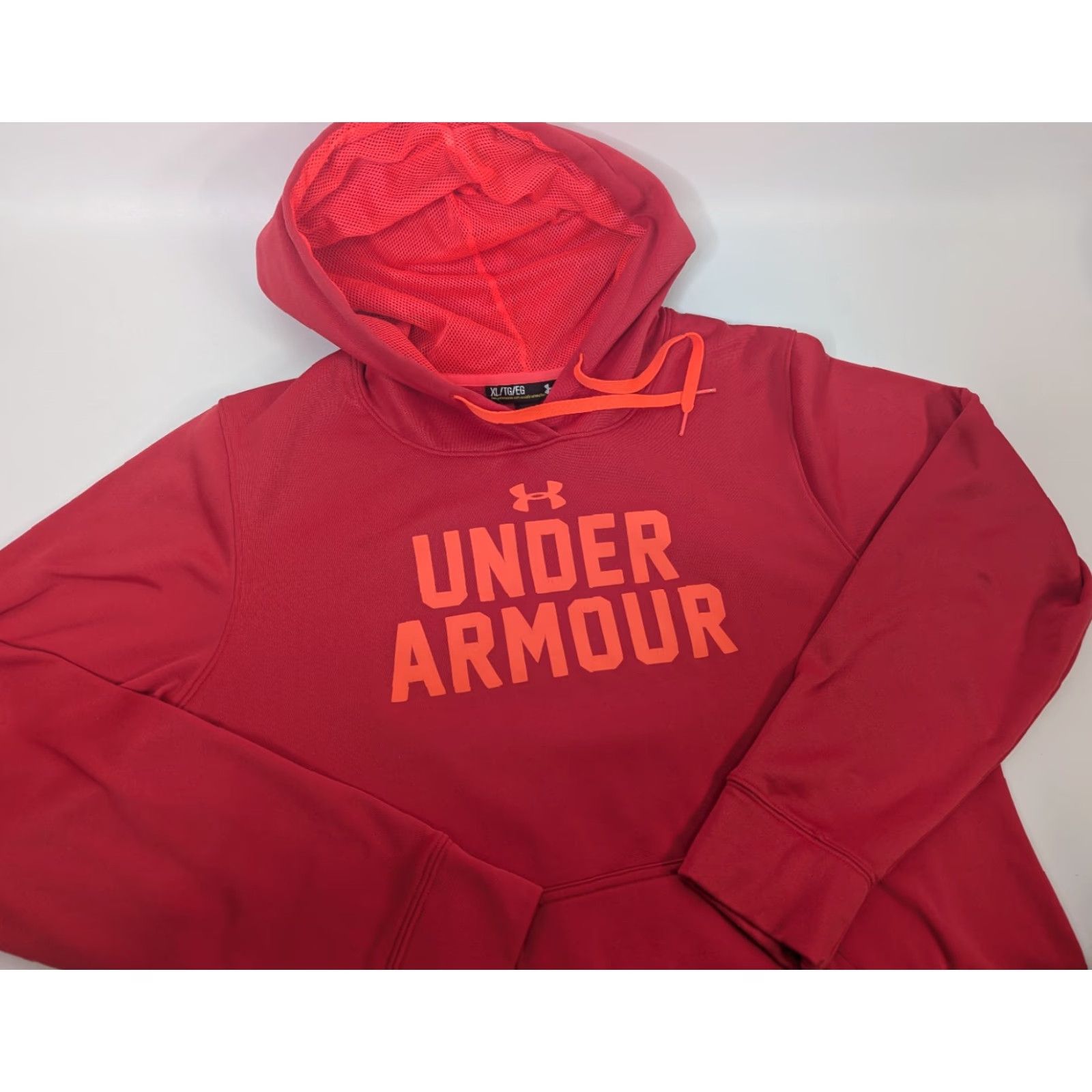 Under Armour Under Armour Battle Hoodie Women’s Large Red/Hot Pink Colorful Semi Fitted Hoodie Sweatshirt - UA Logo, Long Sleeve, Pullover, Casual Activewear Size L / US 10 / IT 46 - 6 Thumbnail
