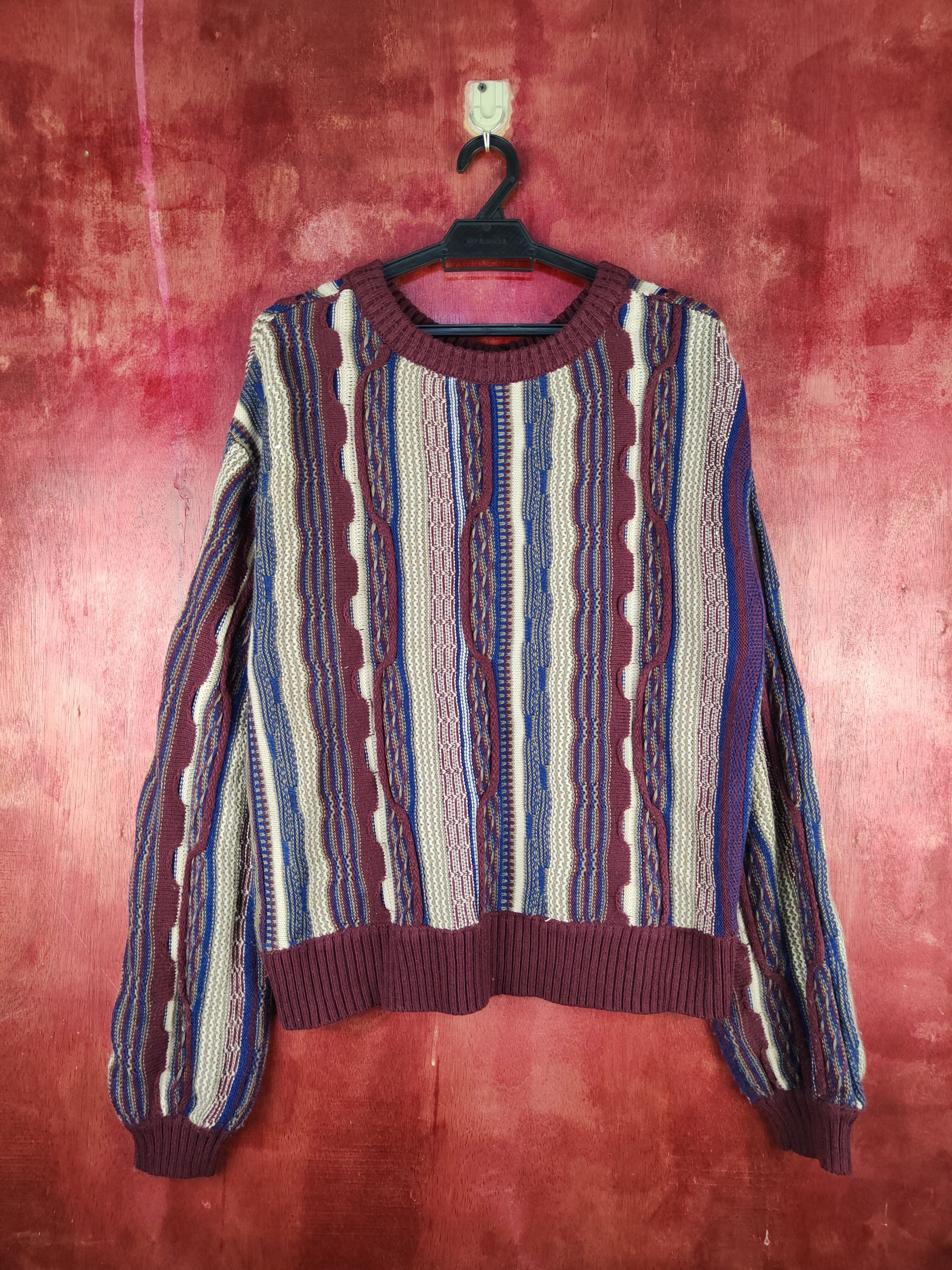 Japanese Brand Urbanity UB Dark Purple Stripes Knitwear like coogi #S1600 Size US M / EU 48-50 / 2 - 8 Thumbnail