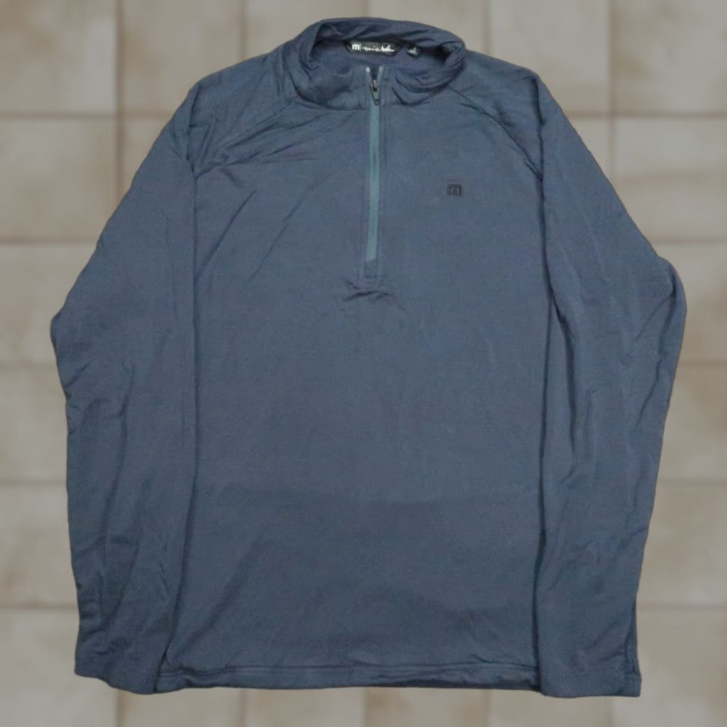 TravisMathew Travis Mathew Pullover Mens Large Blue Networking Quarter Zip Stretch Pockets Size US L / EU 52-54 / 3 - 1 Thumbnail