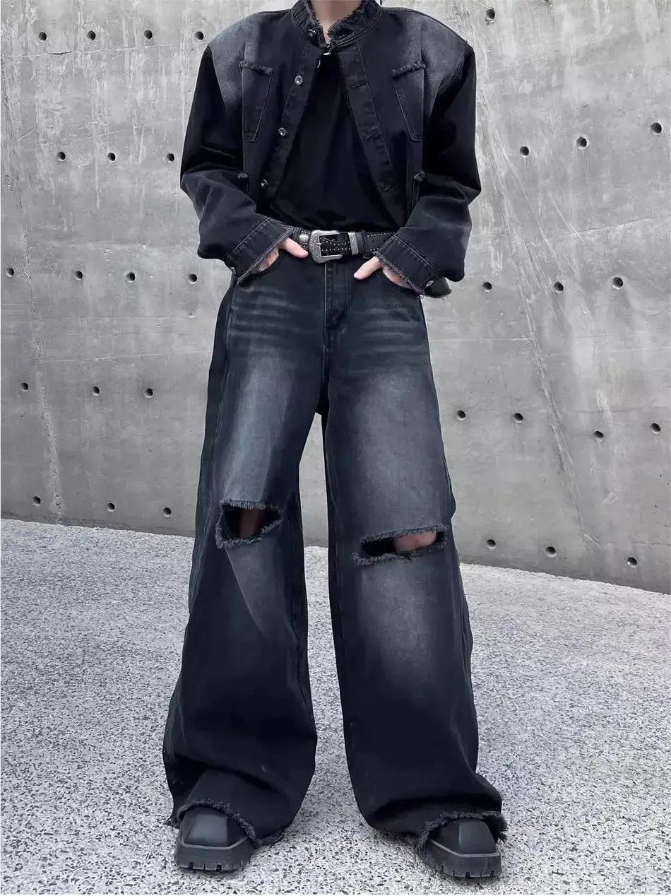 Japanese Brand Retro straight leg loose and distressed button up jeans Size US 32 / EU 48 - 1 Thumbnail