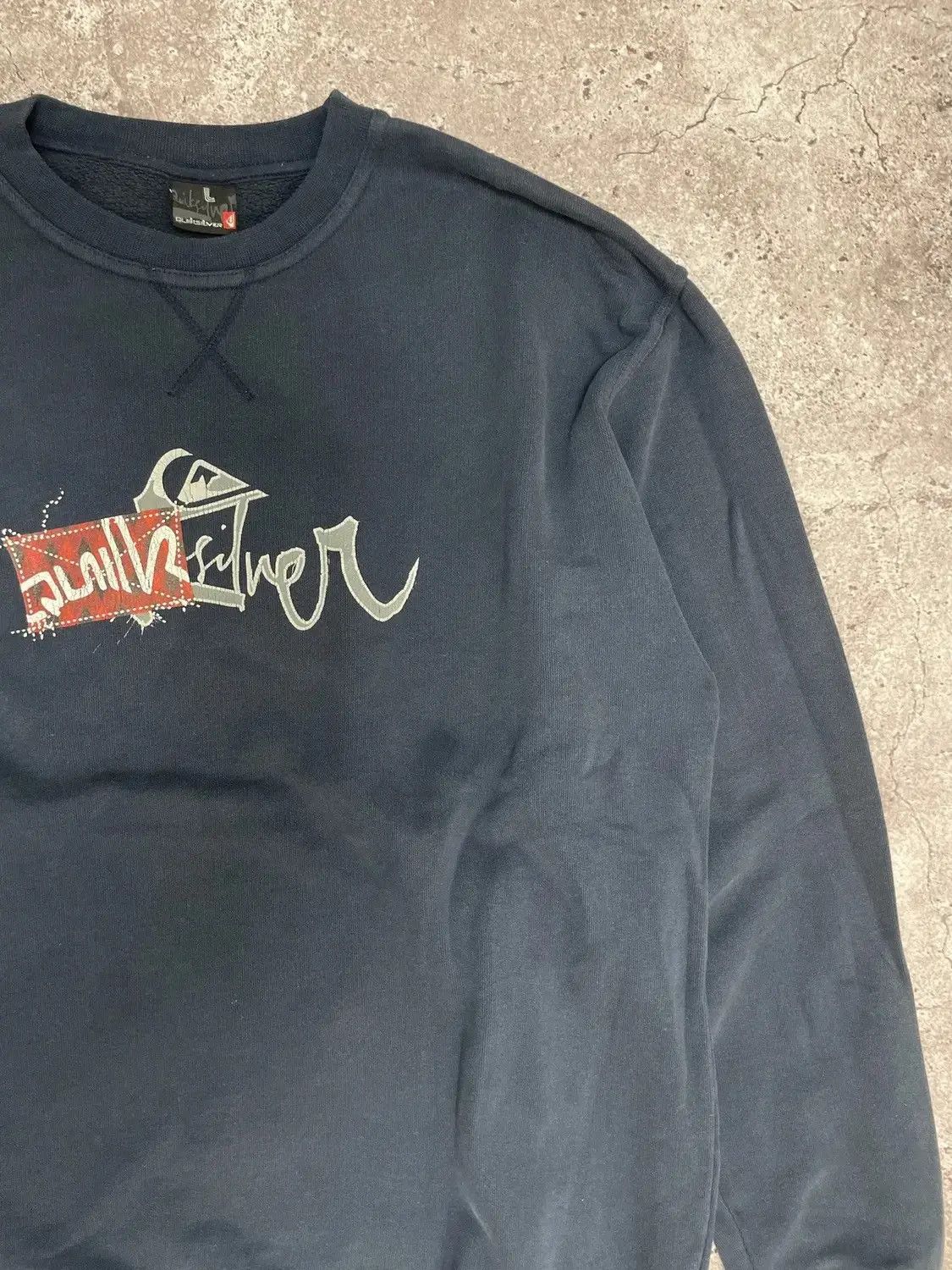 Quiksilver × Vintage Vintage Quiksilver Navy Blue Sweatshirt Spell Logo Size L Size US L / EU 52-54 / 3 - 2 Thumbnail