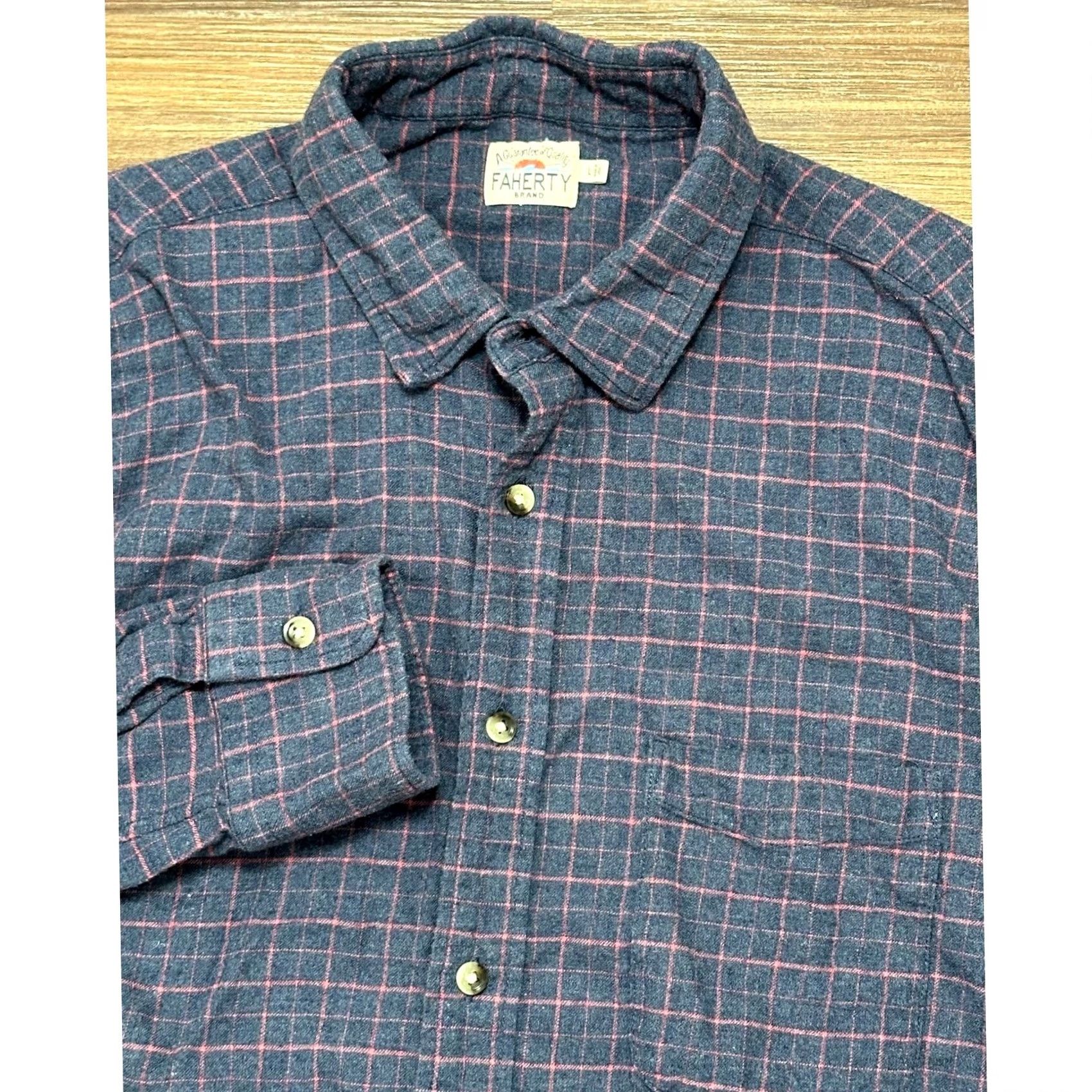 Faherty FAHERTY Mens Blue Pink Plaid Stretch Flannel Shirt Size Large Size US L / EU 52-54 / 3 - 2 Thumbnail