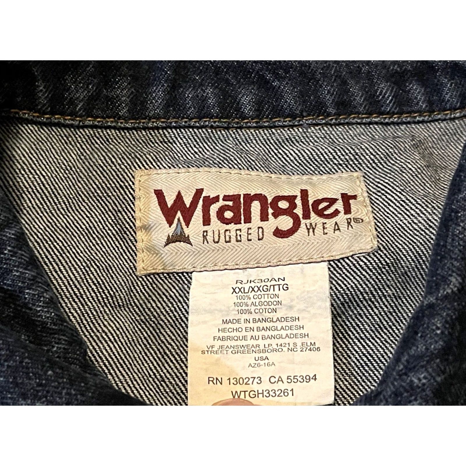 Wrangler Wrangler Rugged Wear Denim Jean Trucker Jacket Unlined Blue Men's 2XL XXL WTGH33261 Size US 39 - 3 Thumbnail