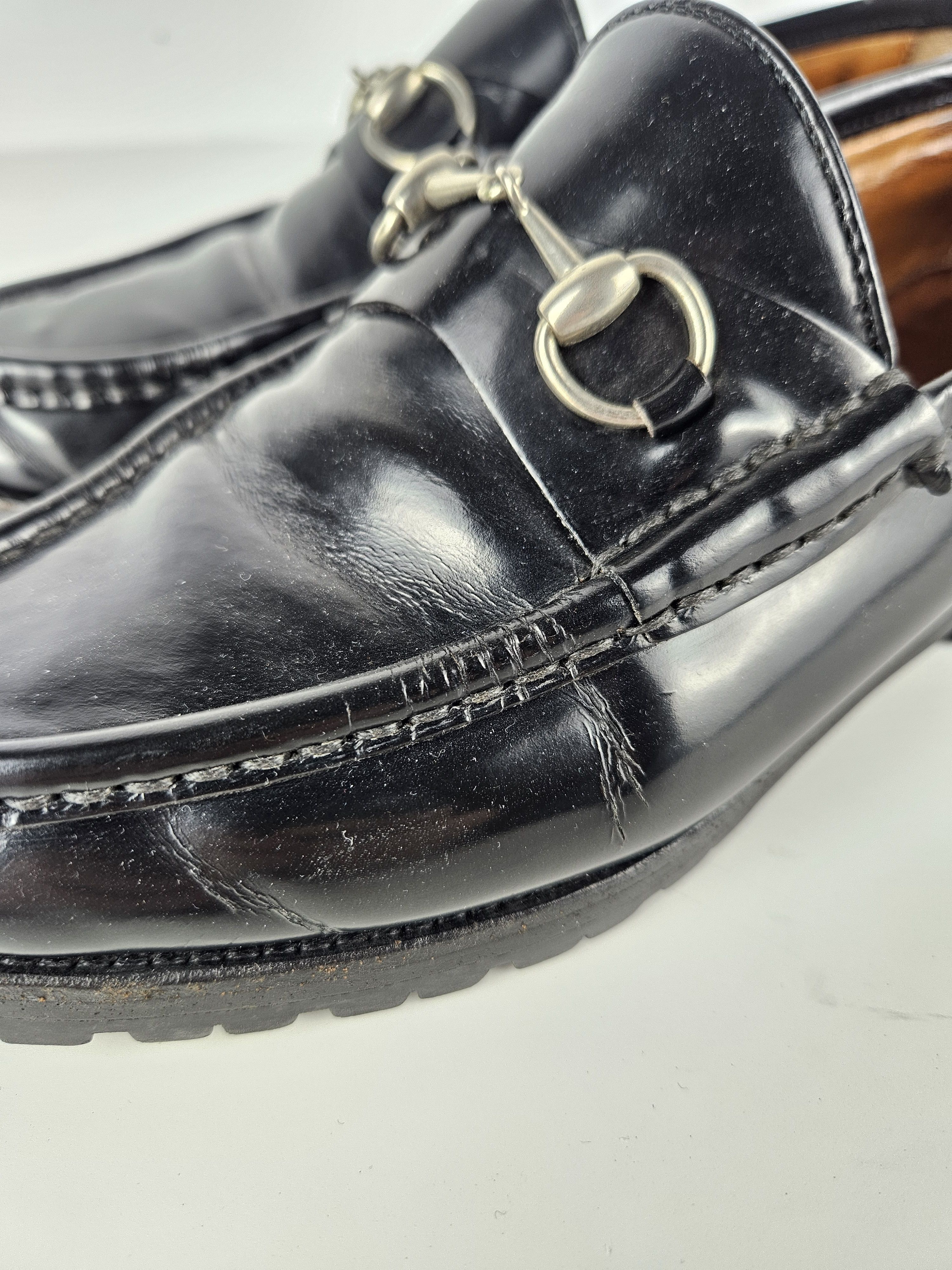 Gucci Vintage Gucci notched sole patent leather horsebit loafers Size US 7 / IT 37 - 16 Thumbnail