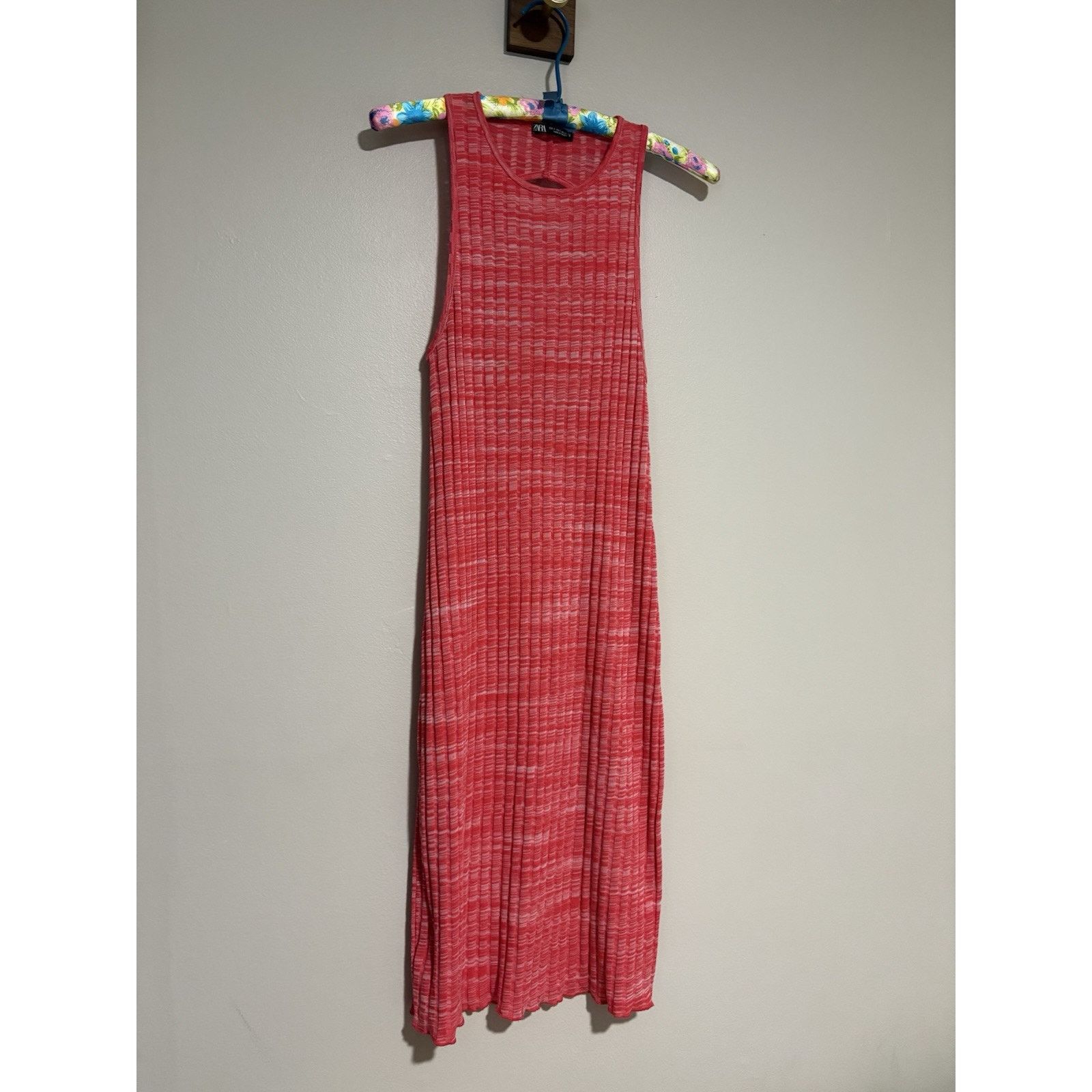 Zara Zara Pink Ribbed Long Form Fitted Dress Size Small Women’s Size S / US 4 / IT 40 - 2 Thumbnail