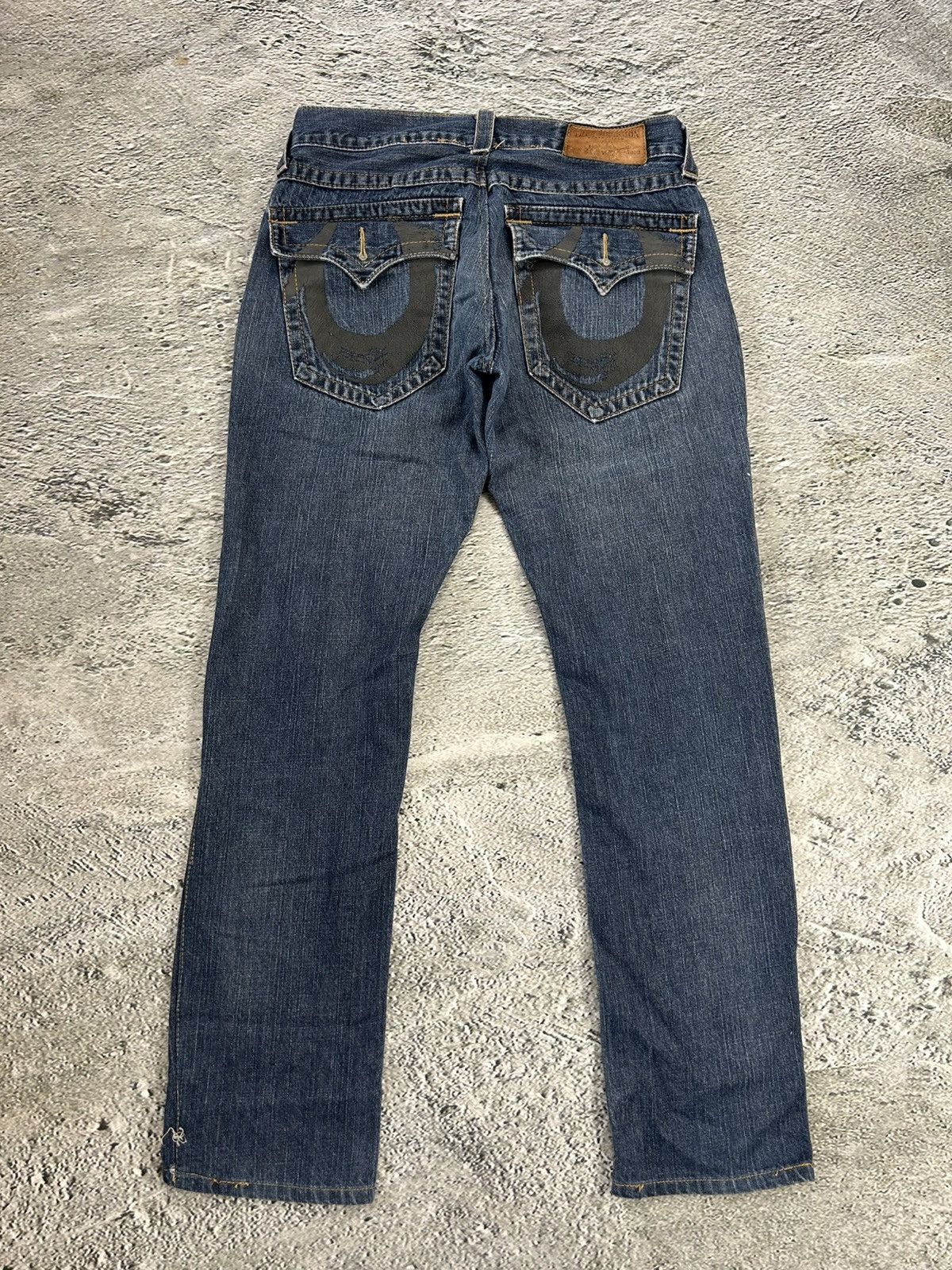True Religion × Vintage True Religion vintage blue jeans big logo painted black Y2K Size US 29 - 1 Thumbnail