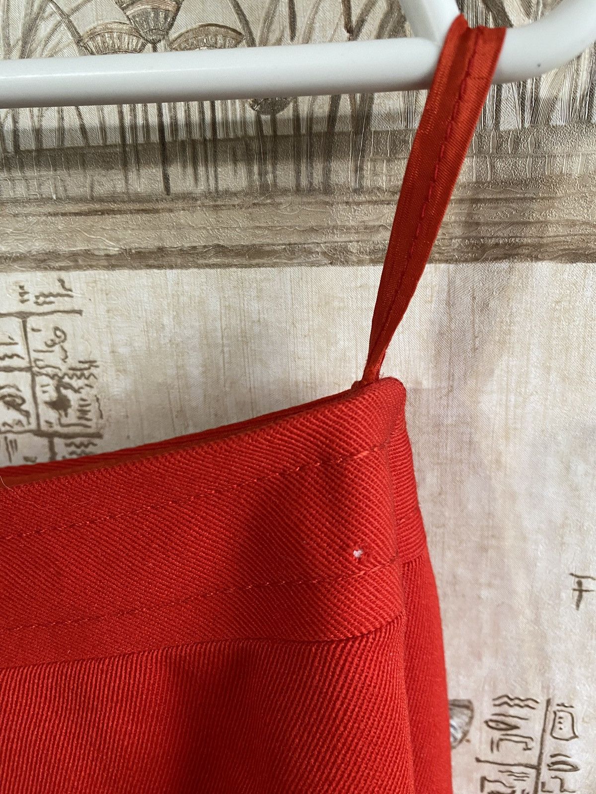 Celine × Vintage Vintage 90s Celine Red Wool Midi Skirt Size 32" / US 10 / IT 46 - 22 Thumbnail