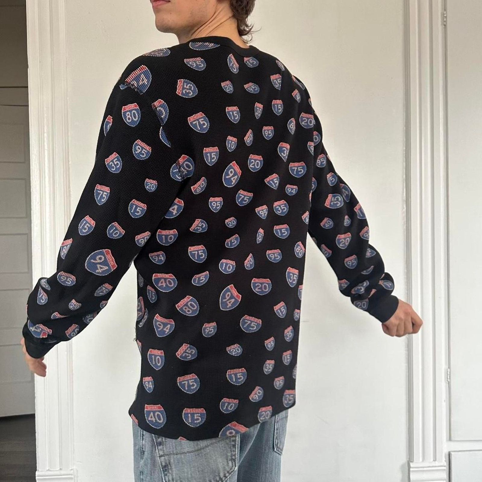 Supreme FW20 Supreme Black Interstate Waffle Thermal Longsleeve Size US M / EU 48-50 / 2 - 7 Thumbnail