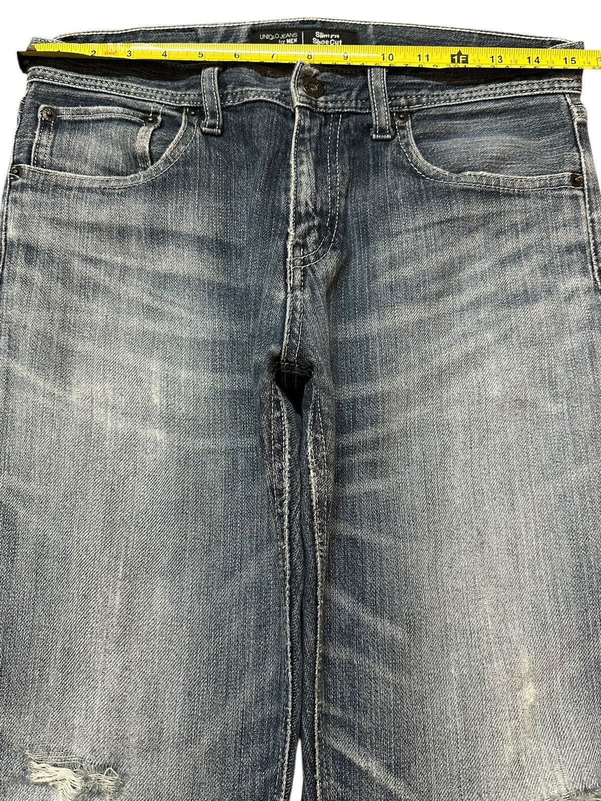 Evisu Vintage Japanese Uniqlo Blue Faded Wash Distress Style Jeans Size US 30 / EU 46 - 11 Thumbnail