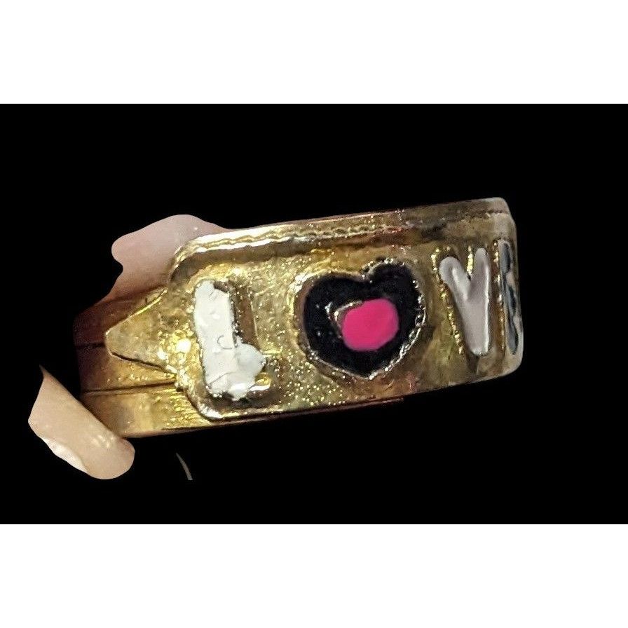 Other Coquette Gold Tone Enamel Filled Love Ring Size 8 Size ONE SIZE - 2 Thumbnail