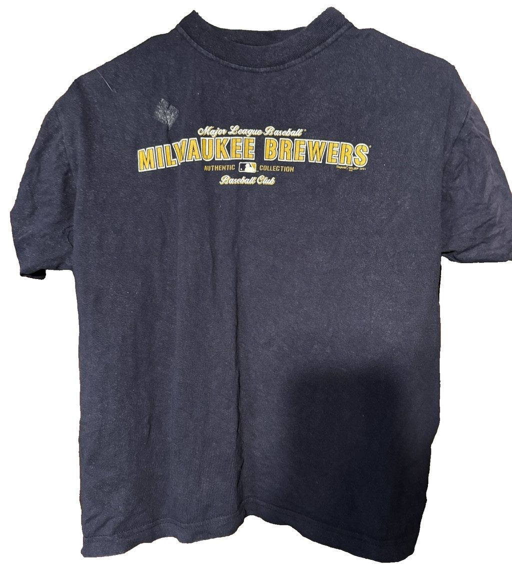 Majestic Milwaukee Brewers Majestic Kid's Size XL T-Shirt Blue Size US XL / EU 56 / 4 - 1 Thumbnail