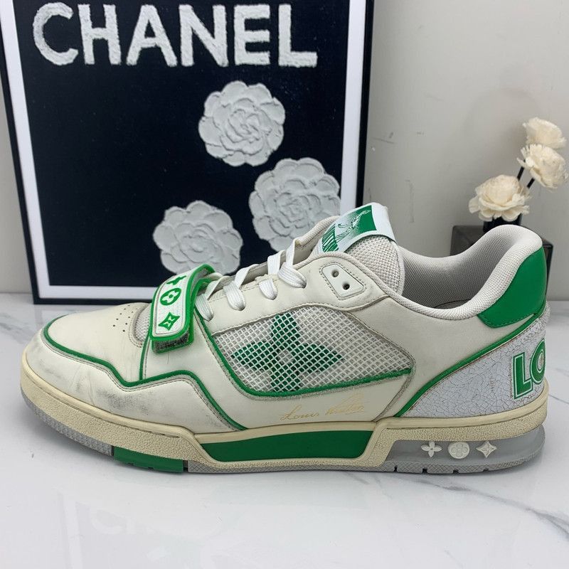 Louis Vuitton Louis Vuitton Trainer Sneakers in White and Green -2508 Size US 10.5 / IT 40.5 - 6 Thumbnail