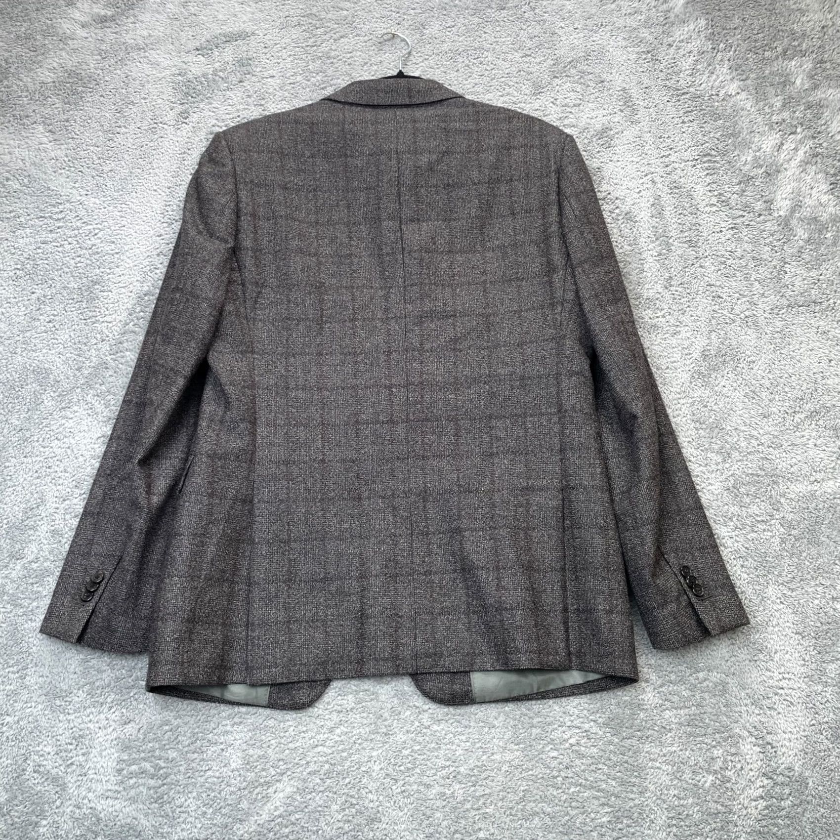 Banana Republic Banana Republic Blazer Coat Wool Plaid Tweed 42 Mens Single-Breasted Notch Lapel 3-Button Gray Black Reda Wool JACKET/COAT Long Dressy Casual Business Size 42R - 2 Thumbnail