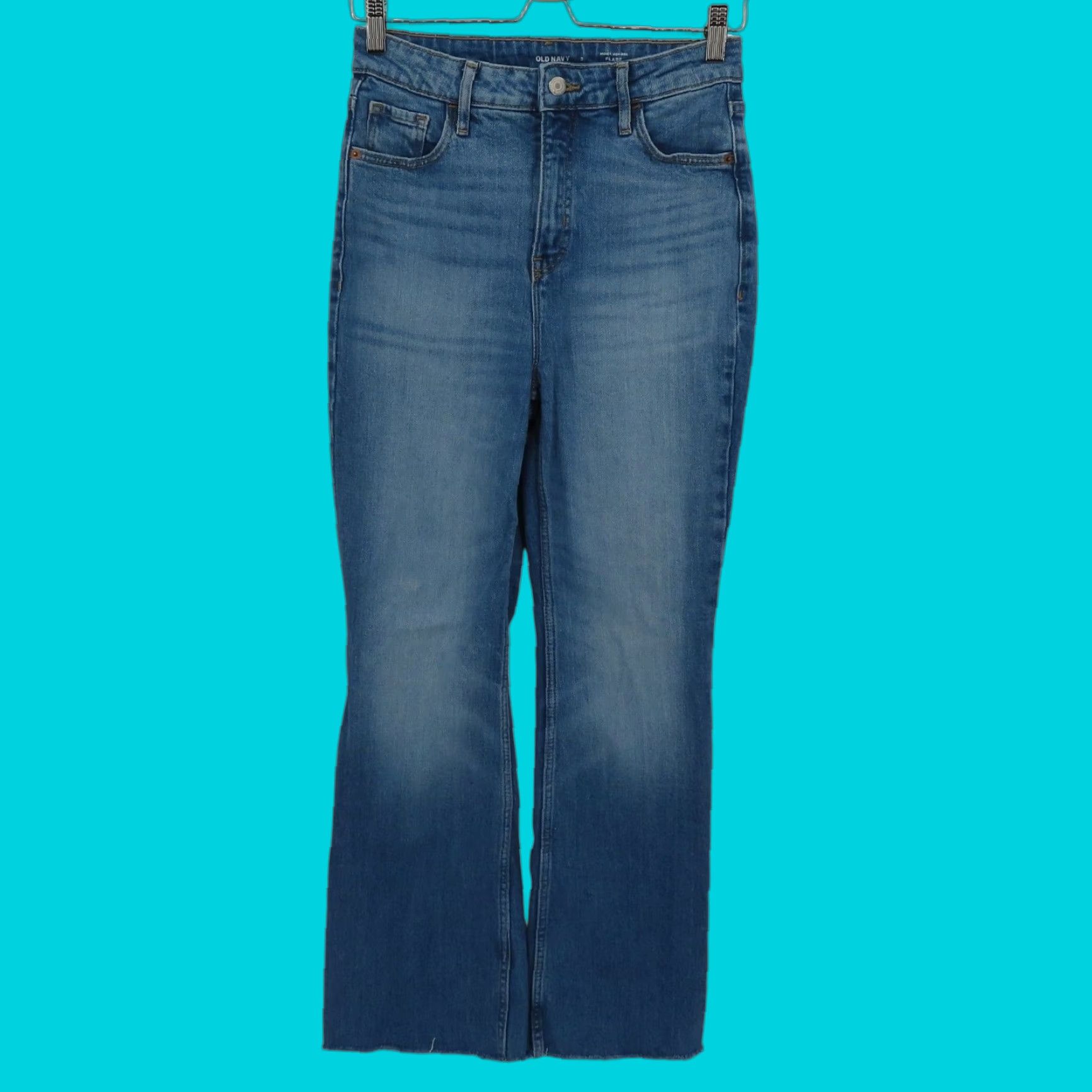 Old Navy Old Navy Jeans 2 Higher High Rise Flare Denim Blue Distressed Hem 5-Pocket Womens Regular Jeans Size 26" / US 2 / IT 38 - 1 Thumbnail