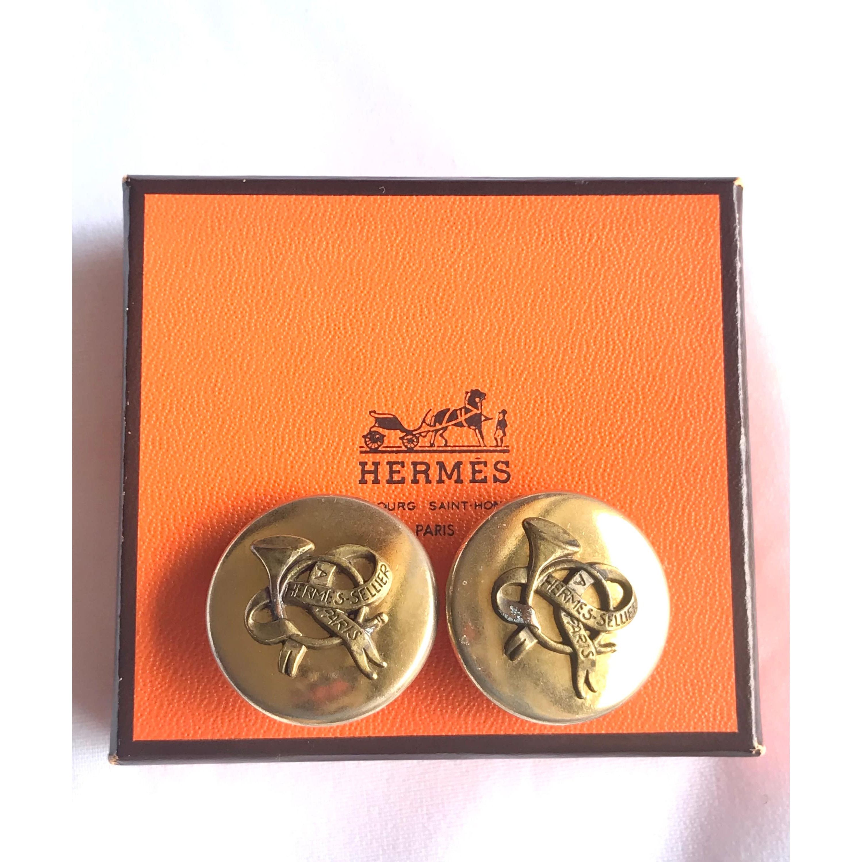 Hermes Vintage HERMES gold tone round earrings with trumpet Size ONE SIZE - 2 Thumbnail